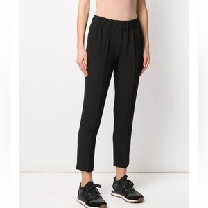 Brunello Cucinelli Pants Trousers Womens 8 Black Silk Blend Cropped Tapered